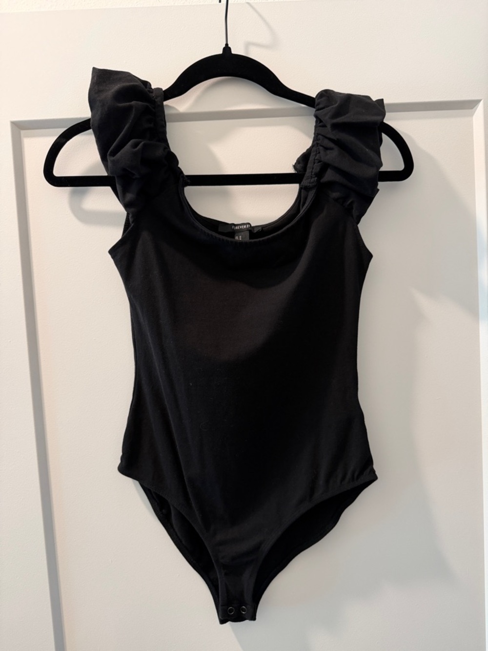 Forever 21 Black Ruffle-Sleeve Bodysuit